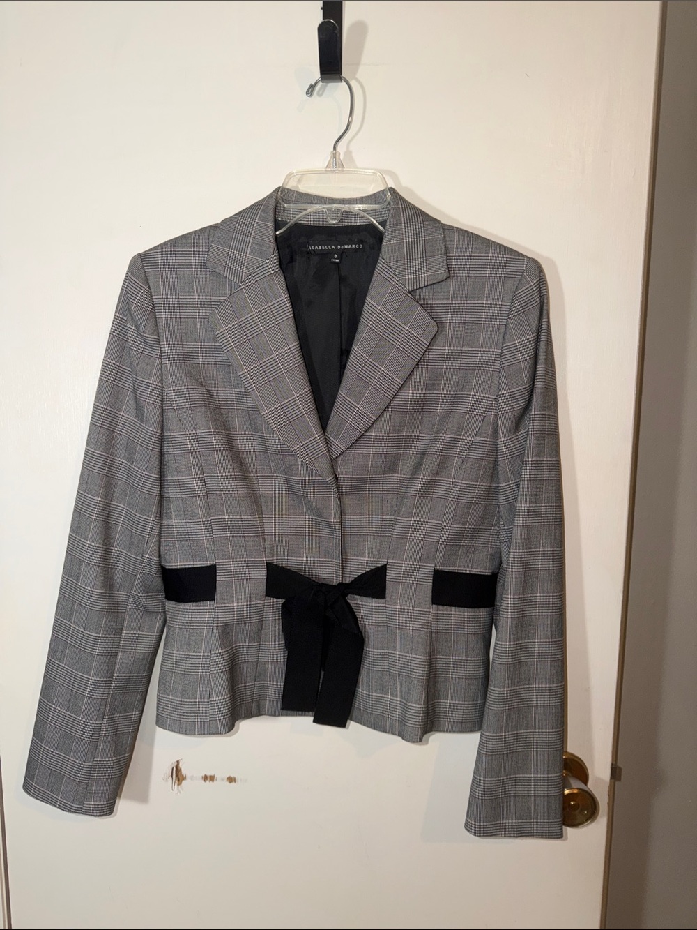 Isabella Demarco Gray Plaid Peplum Jacket